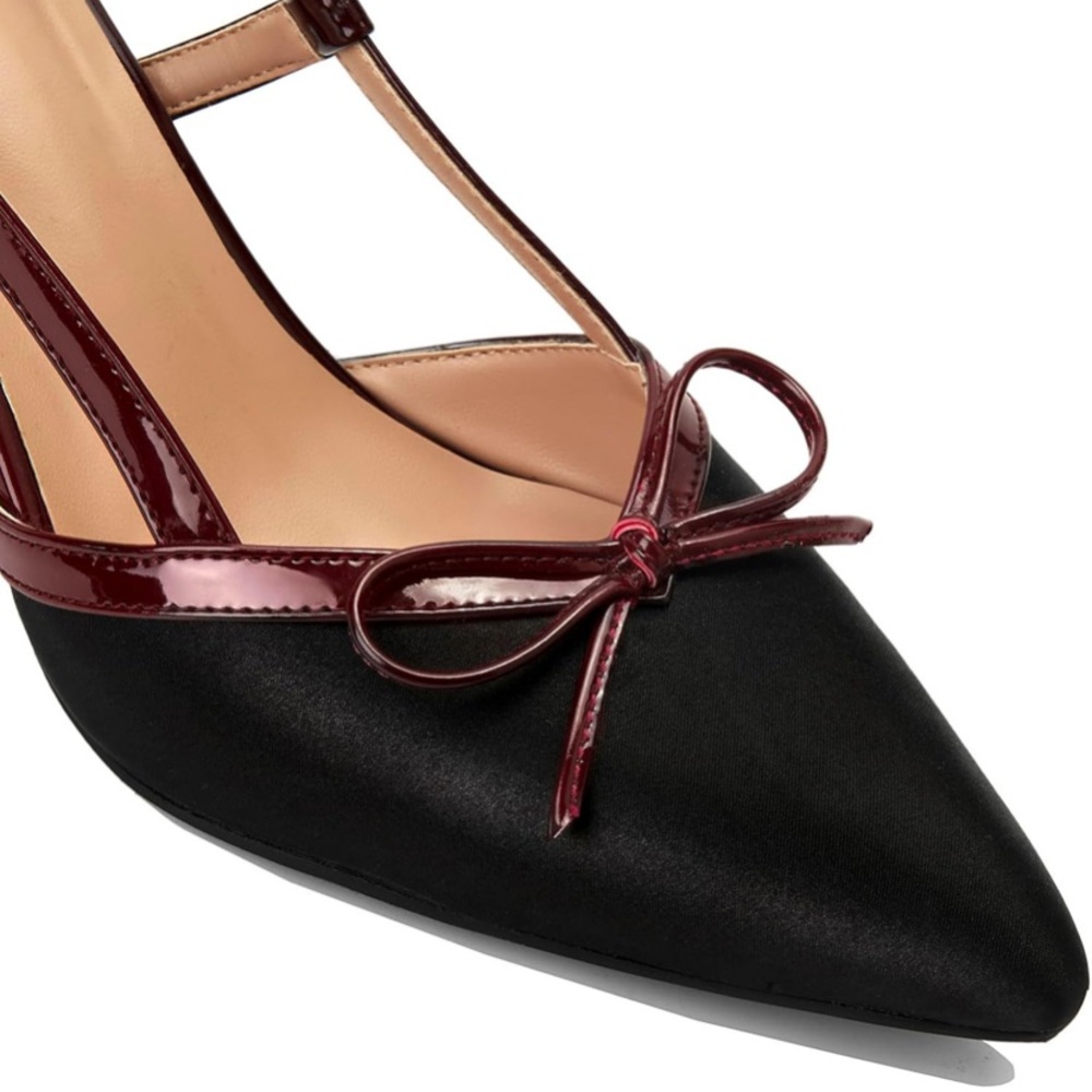 NEW Black and Burgundy Slingback Heels - Picture 2 of 5
